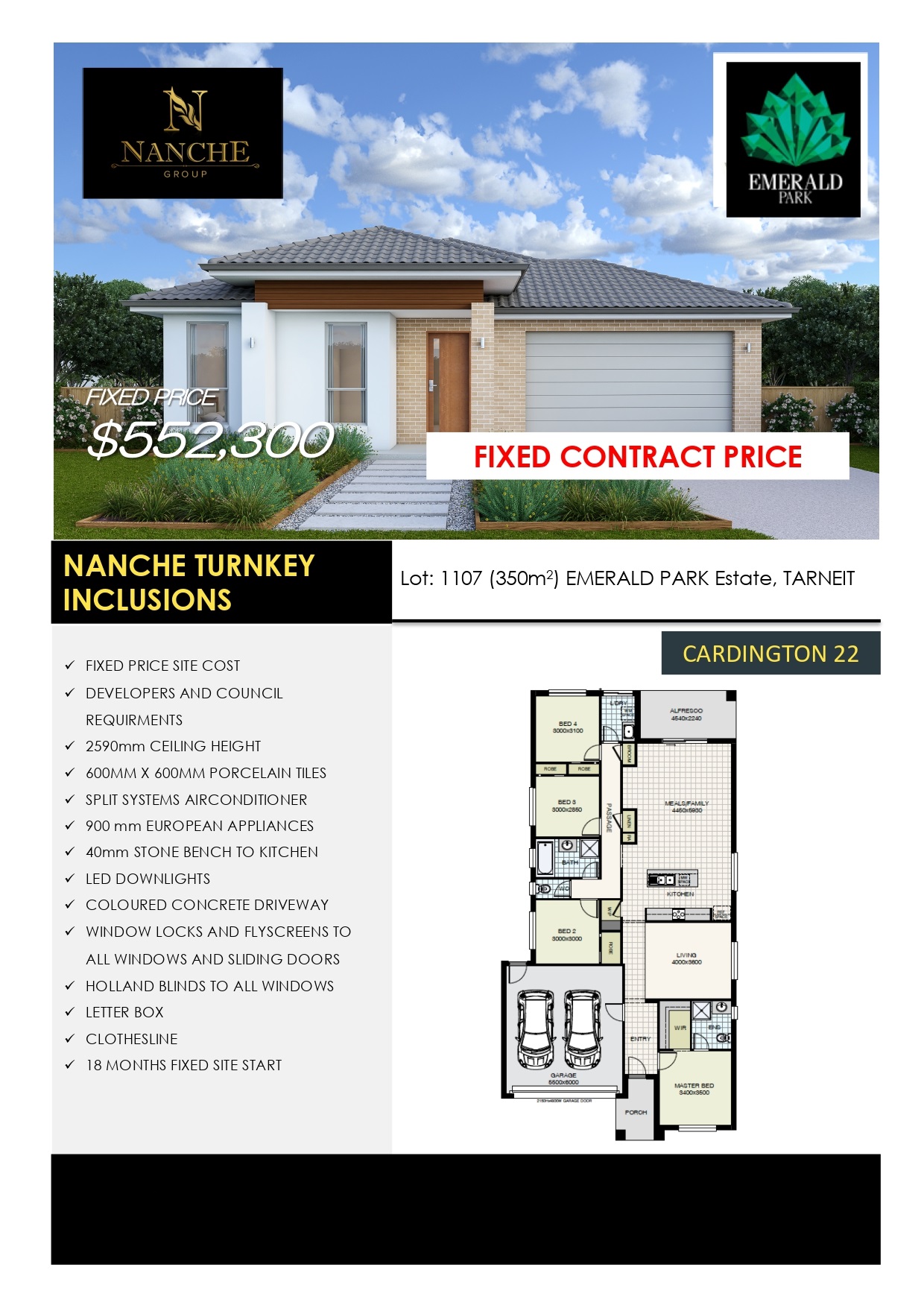 [House & Land] Lot 1107 Cardington 22 by Nanche Homes Emerald Park Estate Tarneit OpenLot